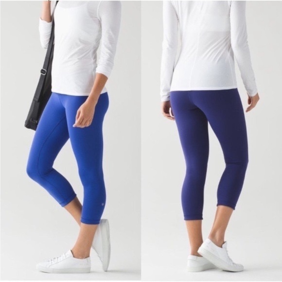Lululemon Wunder Under Crop Leggings Reversible Blue - Picture 1 of 15